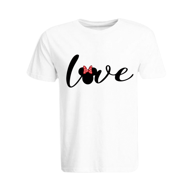 BYFT (White) Printed Cotton T-shirt (Minnie Love) Personalized Round Neck T-shirt For Women (Medium)-Set of 1 pc-190 GSM