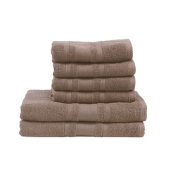 BYFT Home Castle (Beige) 4 Hand Towel (50 x 90 Cm) & 2 Bath Towel (70 x 140 Cm) 100% Cotton Highly Absorbent, High Quality Bath linen with Diamond Dobby 550 Gsm Set of 6