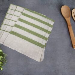 BYFT Orchard Green Multi Checks ( 50 x 70 Cm) Tea Towel-Set of 3