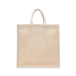 BYFT Laminated Juco Tote Bags with Gusset (Natural) Reusable Eco Friendly Shopping Bag (33.02 x 10.16 x 33.02 Cm) Set of 6 Pcs
