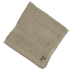 BYFT Daffodil (Light Grey) Monogrammed Face Towel (30 x 30 Cm-Set of 6) 100% Cotton, Absorbent and Quick dry, High Quality Bath Linen-500 Gsm Black Thread Letter "P"