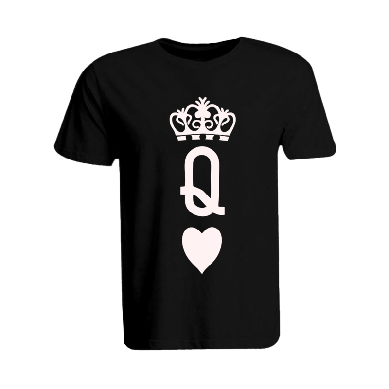 

BYFT (Black) Printed Cotton T-shirt (Crown Queen Heart) Personalized Round Neck T-shirt For Women (2XL)-Set of 1 pc-190 GSM