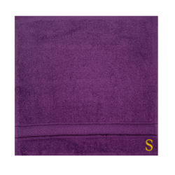 BYFT Daffodil (Purple) Monogrammed Face Towel (30 x 30 Cm-Set of 6) 100% Cotton, Absorbent and Quick dry, High Quality Bath Linen-500 Gsm Golden Thread Letter "S"