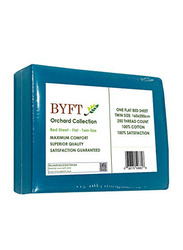 BYFT Orchard 100% Cotton Lightweight Flat Bed Sheet, Twin, Sky Blue