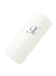 BYFT 100% Cotton Embroidered Letter X Bath Towel, 70 x 140cm, White/Silver