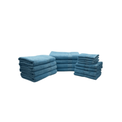 BYFT Daffodil (Light blue) 100% Cotton Premium Bath Linen Set (4 Face, 4 Hand, 4 Adult Bath, & 4 Kids Bath Towels) Super Soft, Quick Dry, and Highly Absorbent Family Bath Linen Pack -Set of 16 Pcs
