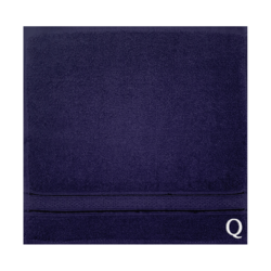 BYFT Daffodil (Navy Blue) Monogrammed Face Towel (30 x 30 Cm-Set of 6) 100% Cotton, Absorbent and Quick dry, High Quality Bath Linen-500 Gsm White Thread Letter "Q"