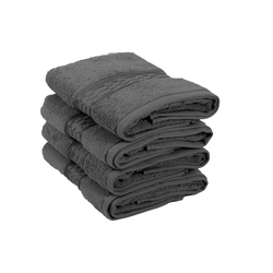 BYFT Home Ultra (Grey) Premium Hand Towel  (50 x 90 Cm - Set of 4) 100% Cotton Highly Absorbent, High Quality Bath linen with Checkered Dobby 550 Gsm
