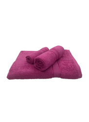 BYFT 3-Piece Daffodil 100% Cotton Towel Set, Fuchsia Pink