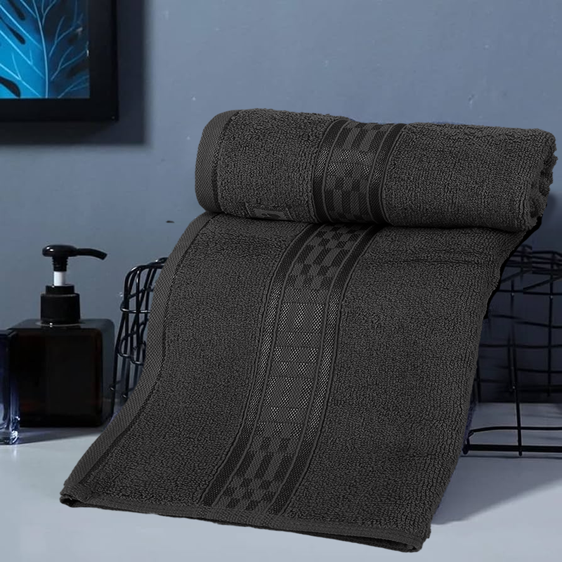 BYFT Home Ultra (Grey) Premium Hand Towel  (50 x 90 Cm - Set of 2) 100% Cotton Highly Absorbent, High Quality Bath linen with Checkered Dobby 550 Gsm