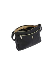 Jafferjees The Coneflower Leather Cross Body Bag for Women, Black