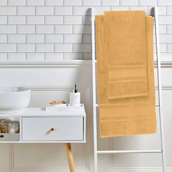 BYFT Home Castle (Cream) Hand Towel (50 x 90 Cm) & Bath Towel (70 x 140 Cm) 100% Cotton Highly Absorbent, High Quality Bath linen with Diamond Dobby 550 Gsm Set of 2