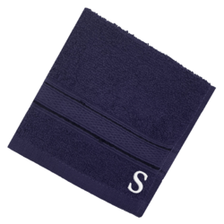 BYFT Daffodil (Navy Blue) Monogrammed Face Towel (30 x 30 Cm-Set of 6) 100% Cotton, Absorbent and Quick dry, High Quality Bath Linen-500 Gsm White Thread Letter "S"