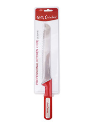 Betty Crocker 8-inch Stainless Steel Bread Knife with Thermoplastic Rubber Handle, Red