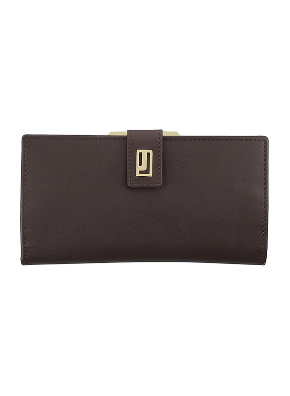 Jafferjees Fuschia Leather Bi-Fold Wallet for Women, Dark Brown