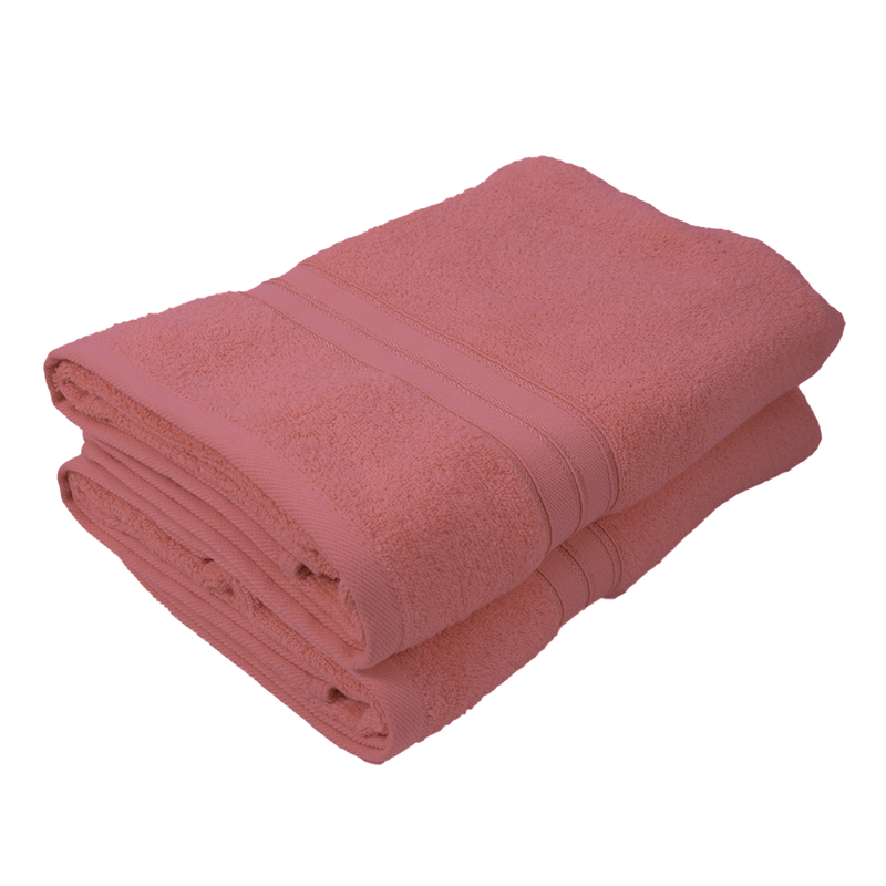 BYFT Home Trendy (Pink) Premium Bath Sheet  (90 x 180 Cm - Set of 2) 100% Cotton Highly Absorbent, High Quality Bath linen with Striped Dobby 550 Gsm