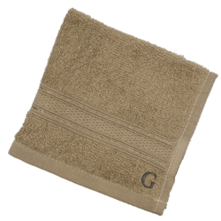 BYFT Daffodil (Light Beige) Monogrammed Face Towel (30 x 30 Cm-Set of 6) 100% Cotton, Absorbent and Quick dry, High Quality Bath Linen-500 Gsm Black Thread Letter "G"