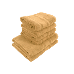 BYFT Home Castle (Cream) 4 Hand Towel (50 x 90 Cm) & 2 Bath Towel (70 x 140 Cm) 100% Cotton Highly Absorbent, High Quality Bath linen with Diamond Dobby 550 Gsm Set of 6