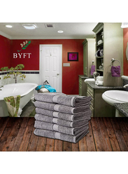 BYFT Camellia Hand Towel Set, 6 Piece, Grey