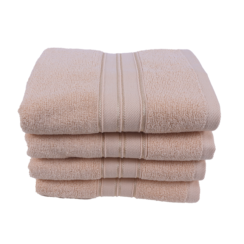 BYFT Home Trendy (Cream) Premium Hand Towel  (50 x 90 Cm - Set of 4) 100% Cotton Highly Absorbent, High Quality Bath linen with Striped Dobby 550 Gsm