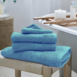 BYFT 6-Piece Daffodil 100% Cotton Bath Towel, 70 x 140cm, Light Blue
