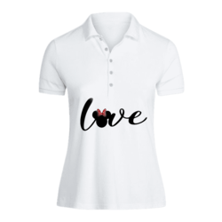 BYFT (White) Printed Cotton T-shirt (Minnie Love) Personalized Polo Neck T-shirt For Women (Medium)-Set of 1 pc-220 GSM