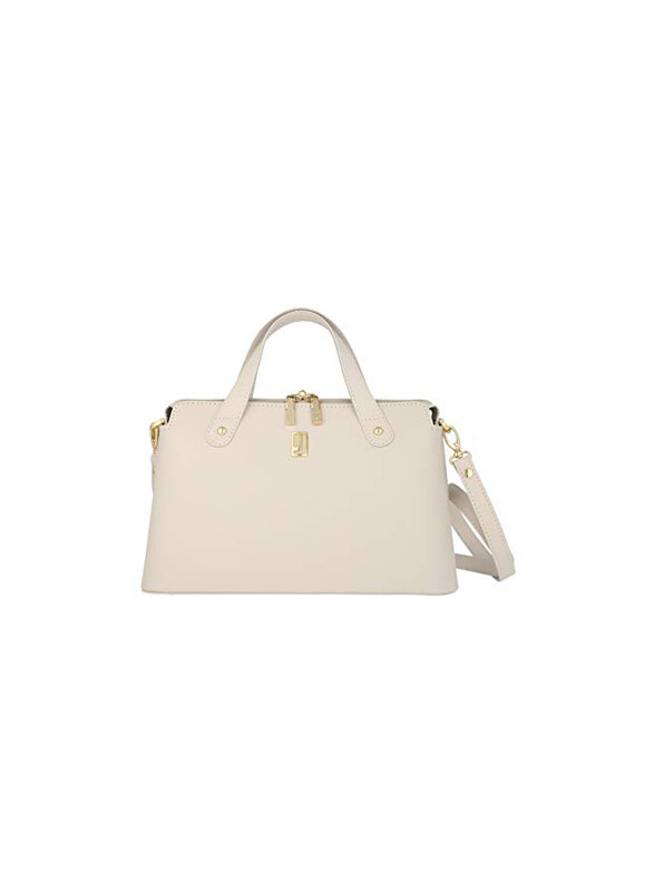 Jafferjees The Rose Leather Satchel Handbag for Women, Off White