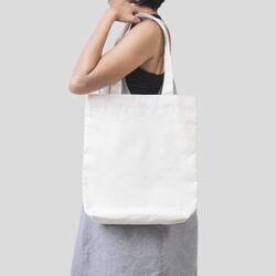 BYFT White Cotton Flat Tote Bag (Plain)
