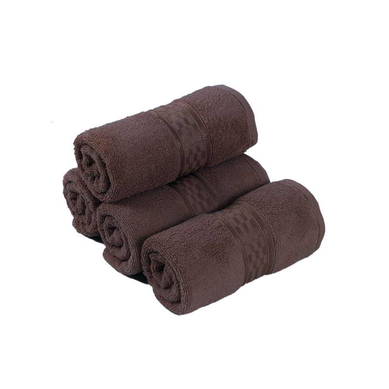 BYFT Home Ultra (Brown) Premium Hand Towel  (50 x 90 Cm - Set of 4) 100% Cotton Highly Absorbent, High Quality Bath linen with Checkered Dobby 550 Gsm
