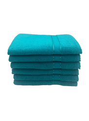 BYFT 6-Piece Daffodil 100% Cotton Bath Towel, 70 x 140cm, Turquoise Blue