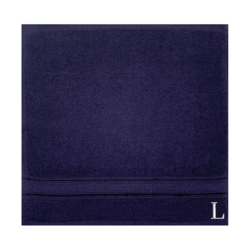 BYFT Daffodil (Navy Blue) Monogrammed Face Towel (30 x 30 Cm-Set of 6) 100% Cotton, Absorbent and Quick dry, High Quality Bath Linen-500 Gsm White Thread Letter "L"