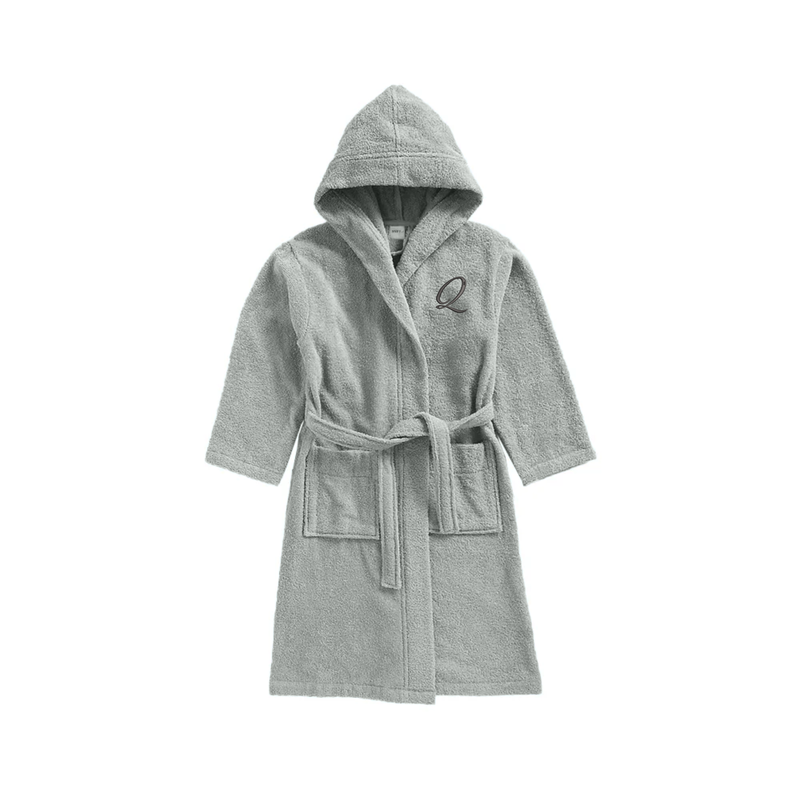 

Byft Daffodil Monogrammed Kids Bathrobe (112x113 Cm) 8 Year 400 Gsm Grey Hooded Terry Cotton Set of 01 - Letter "Q