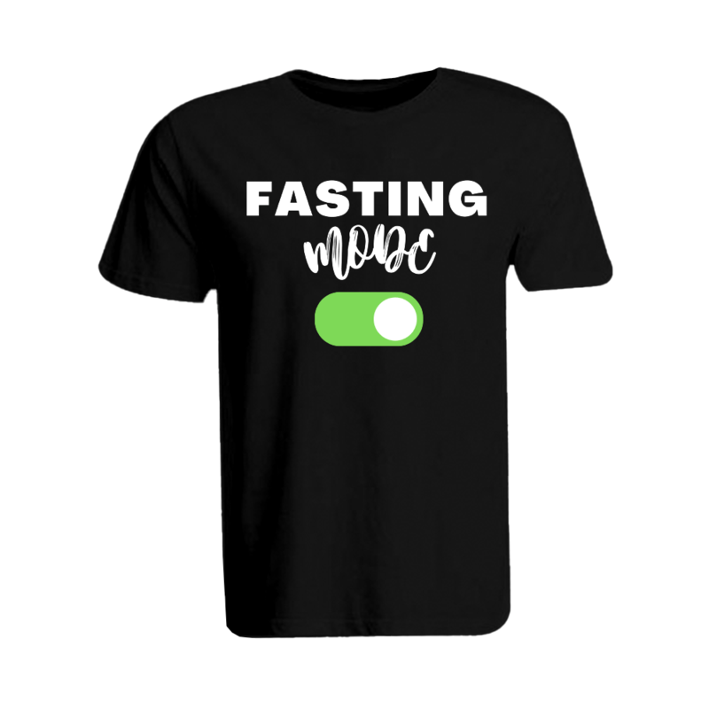 

BYFT (Black) Ramadan Printed Tshirt (Fasting Mode On) Cotton (XL) Unisex Round Neck Tshirt -190 GSM