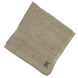 BYFT Daffodil (Light Grey) Monogrammed Face Towel (30 x 30 Cm-Set of 6) 100% Cotton, Absorbent and Quick dry, High Quality Bath Linen-500 Gsm Black Thread Letter "K"