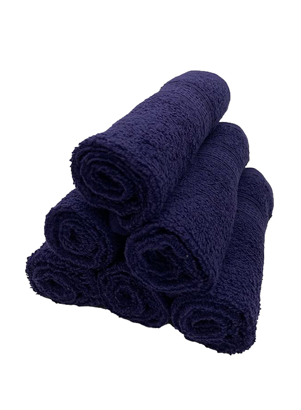 BYFT 6-Piece Daffodil 100% Cotton Washcloth, 30 x 30cm, Navy Blue