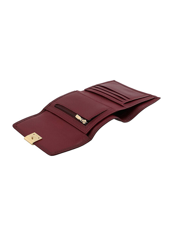 Jafferjees Daisy Leather Tri-Fold Wallet for Women, Maroon