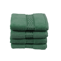 BYFT Home Ultra (Green) Premium Hand Towel  (50 x 90 Cm - Set of 4) 100% Cotton Highly Absorbent, High Quality Bath linen with Checkered Dobby 550 Gsm