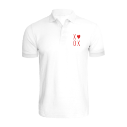 BYFT (White) Embroidered Cotton T-shirt (XOXO) Personalized Polo Neck T-shirt For Women (Medium)-Set of 1 pc-220 GSM