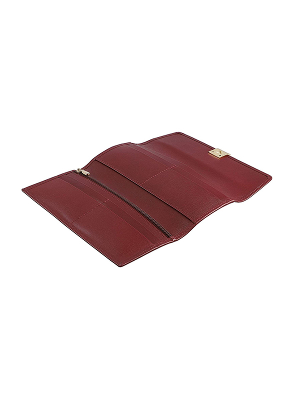 Jafferjees Goldenrod Leather Tri-Fold Wallet for Women, Maroon