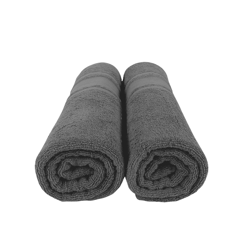 BYFT Home Castle (Grey) Premium Bath Towel  (70 x 140 Cm - Set of 2) 100% Cotton Highly Absorbent, High Quality Bath linen with Diamond Dobby 550 Gsm