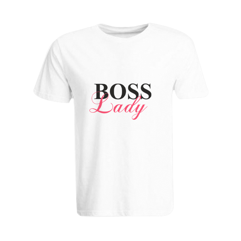 

BYFT (White) Printed Cotton T-shirt (Boss Lady) Personalized Round Neck T-shirt For Women (XL)-Set of 1 pc-190 GSM