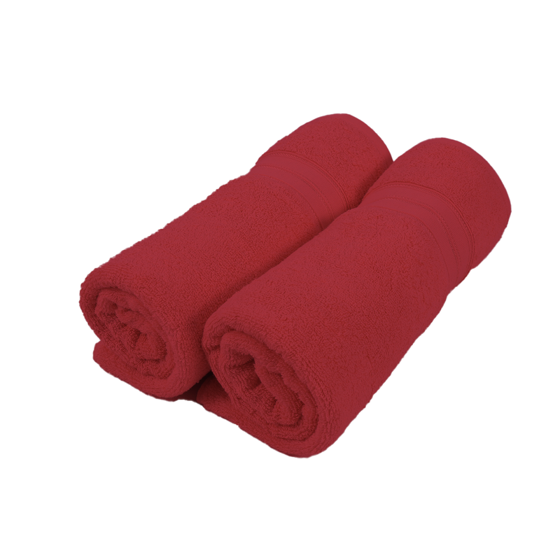 BYFT Home Trendy (Red) Premium Hand Towel  (50 x 90 Cm - Set of 2) 100% Cotton Highly Absorbent, High Quality Bath linen with Striped Dobby 550 Gsm