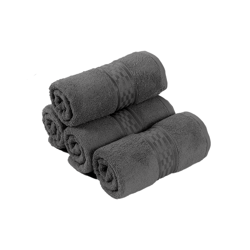 BYFT Home Ultra (Grey) Premium Hand Towel  (50 x 90 Cm - Set of 4) 100% Cotton Highly Absorbent, High Quality Bath linen with Checkered Dobby 550 Gsm