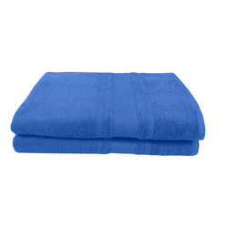 BYFT Home Castle (Blue) Premium Bath Towel  (70 x 140 Cm - Set of 2) 100% Cotton Highly Absorbent, High Quality Bath linen with Diamond Dobby 550 Gsm