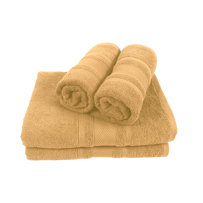 BYFT Home Castle (Cream) 2 Hand Towel (50 x 90 Cm) & 2 Bath Towel (70 x 140 Cm) 100% Cotton Highly Absorbent, High Quality Bath linen with Diamond Dobby 550 Gsm Set of 4
