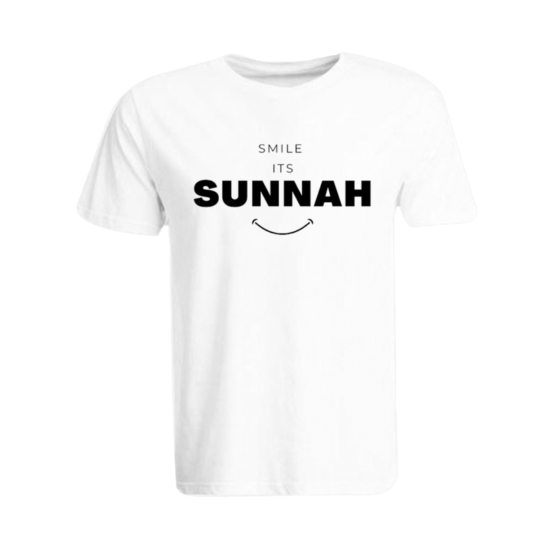 

BYFT (White) Ramadan Printed Tshirt (Smile Its Sunnah) Cotton (Large) Unisex Round Neck Tshirt -190 GSM