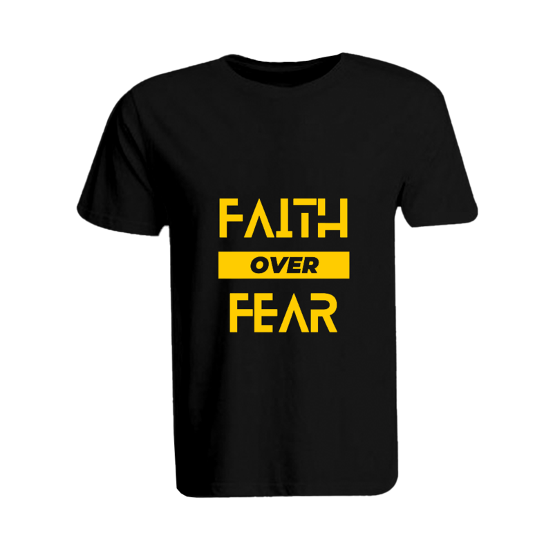 BYFT (Black) Ramadan Printed Tshirt (Faith Over Fear) Cotton (XXL) Unisex Round Neck Tshirt -190 GSM