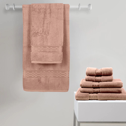 BYFT Home Ultra (Beige) 2 Hand Towel (50 x 90 Cm) & 2 Bath Towel (70 x 140 Cm) 100% Cotton Highly Absorbent, High Quality Bath linen with Checkered Dobby 550 Gsm Set of 4