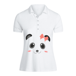 BYFT (White) Printed Cotton T-shirt (Ms. Panda) Personalized Polo Neck T-shirt For Women (Medium)-Set of 1 pc-220 GSM