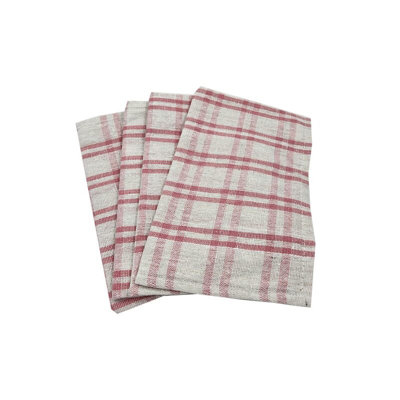 BYFT Orchard Green & Orange Multi Checks (50 x 70 Cm) Tea Towel-Set of 8